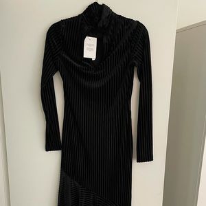 midi dress mock neck and long sleeves